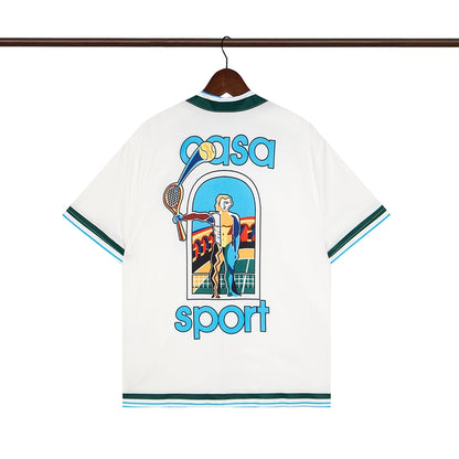 Tennis Club Summer Short Sleeve Shirt Shorts Set