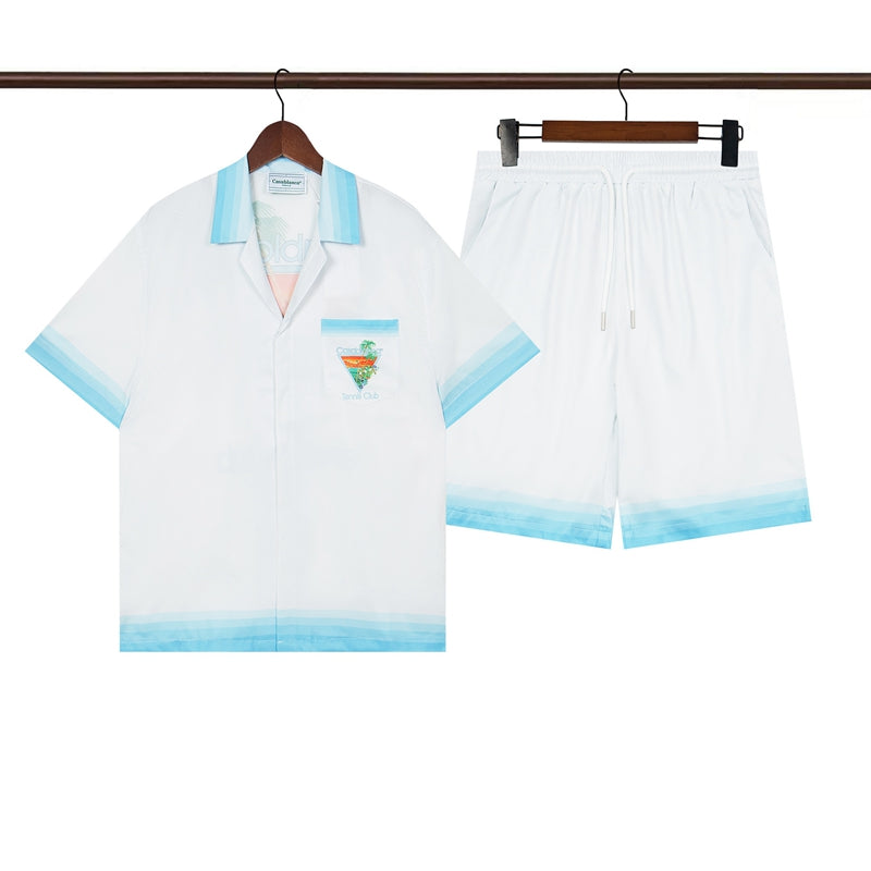 Tennis Club Summer Short Sleeve Shirt Shorts Set