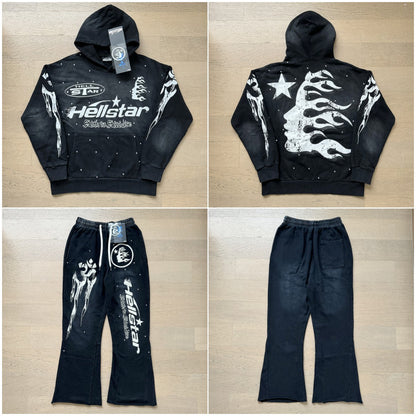 Vintage Casual Hoodie Pants Set