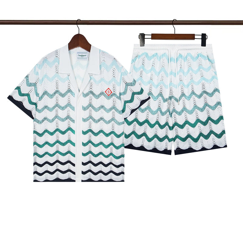 Tennis Club Summer Short Sleeve Shirt Shorts Set