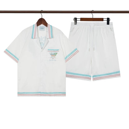 Tennis Club Summer Short Sleeve Shirt Shorts Set