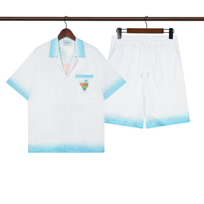 Tennis Club Summer Short Sleeve Shirt Shorts Set