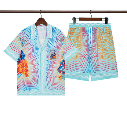Tennis Club Summer Short Sleeve Shirt Shorts Set