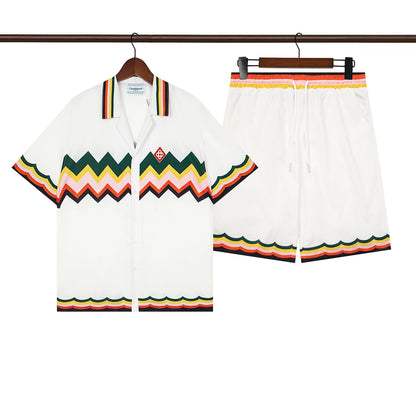 Tennis Club Summer Short Sleeve Shirt Shorts Set