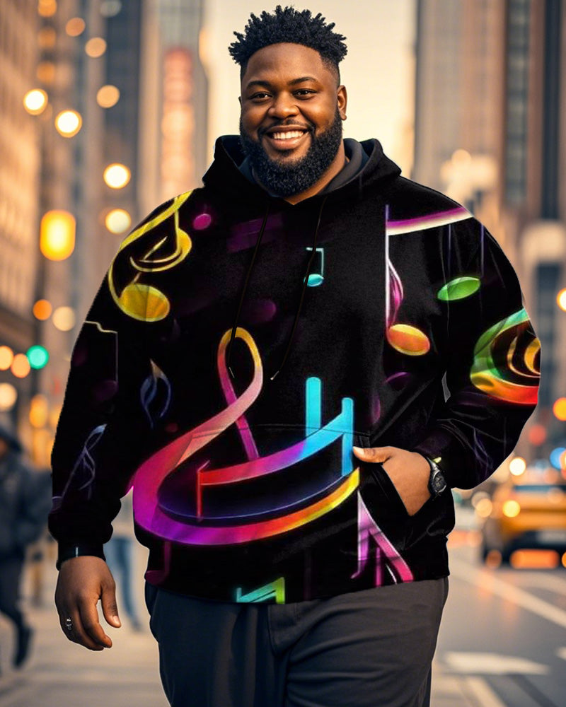 Men's Color Note Personality Print Large Size Hoodie