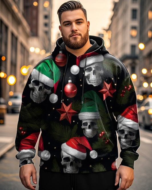 Christmas Tree Skeleton Personality Print Hooded Plus Size Men's Hoodie