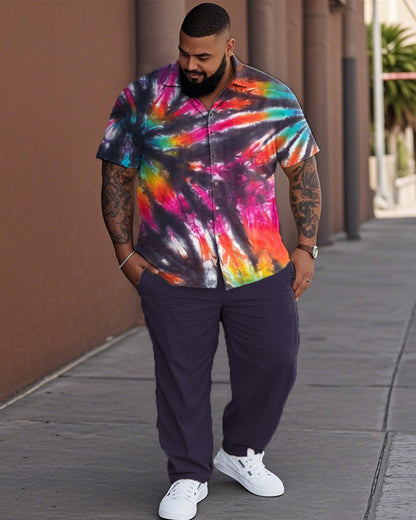 Smouldering Plus-size Lapel Shirt and Pants Suit