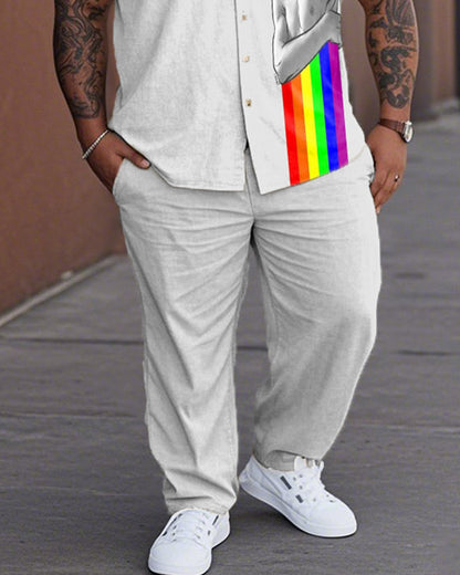 GAY Plus-size Lapel Shirt and Pants Suit