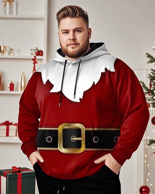 Color-coded Santa Print Hoodie Plus Size Hoodie