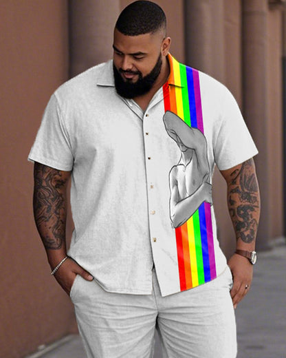 GAY Plus-size Lapel Shirt and Pants Suit